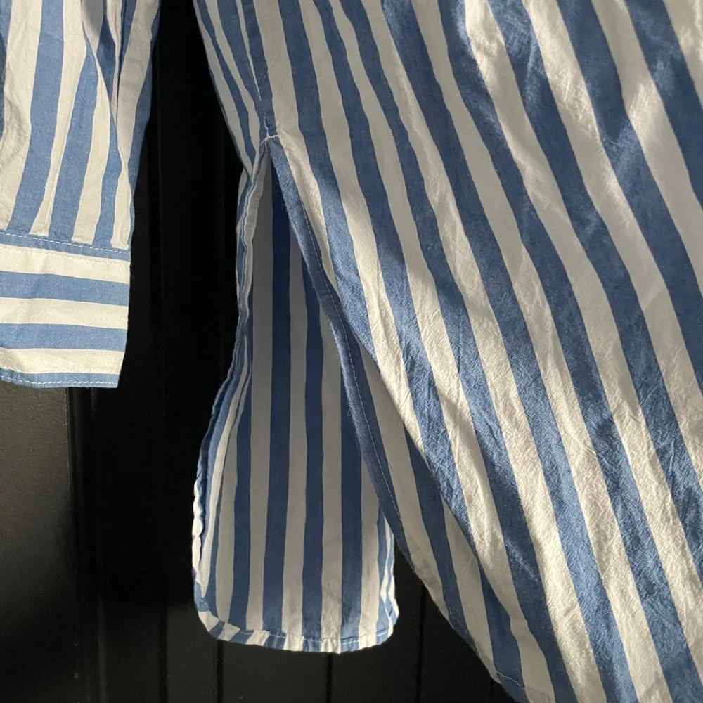 Madewell Signature Poplin Oversized Shirt - Blue and White Striped - Picture 6 of 7